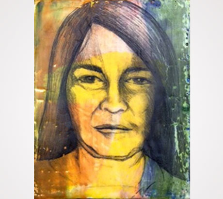 Self Portrait in Encaustic on Wood